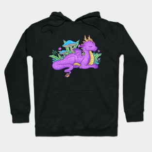 Purple Dragon and Mushrooms Hoodie